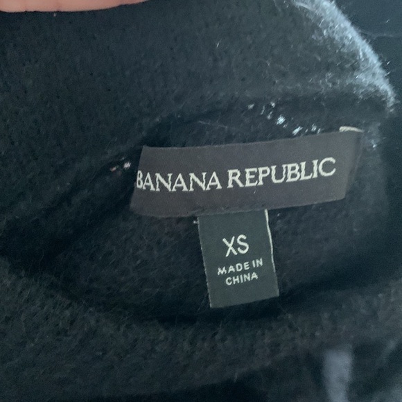 BANANA REPUBLIC balloon sleeves Wool Alpaca Blend Black Mock Neck Sweater XS - Picture 6 of 12